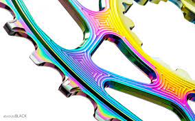 ABSOLUTE BLACK PLATO OVAL SRAM DIRECT MOUNT BOOST 3MM OFFSET RAINBOW