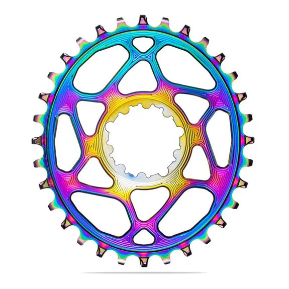 ABSOLUTE BLACK PLATO OVAL SRAM DIRECT MOUNT BOOST 3MM OFFSET RAINBOW